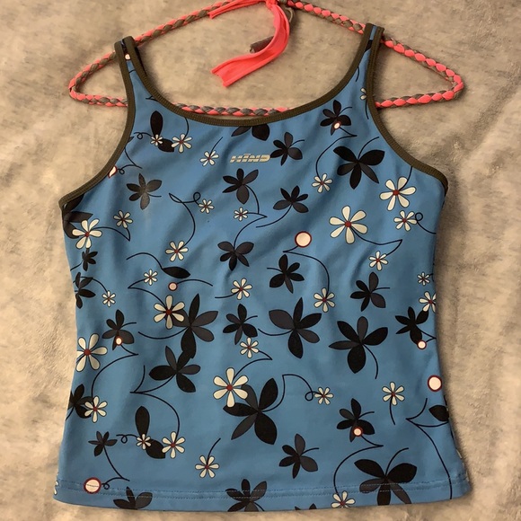 Medium blue flowery tank! - Picture 3 of 3